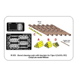 Barrel cleaning rods with brackets for Tiger I  early/late, skala 1/16