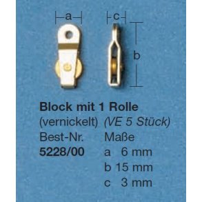 Blok med 1 rulle, pose med 5 stk.