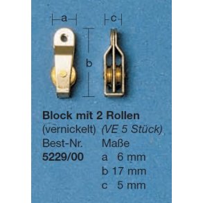 Blok med 2 ruller, pose med 5 stk.
