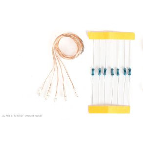 LED hvide, kraftigt lys inkl modstande, 5 stk. (3-14 volt)