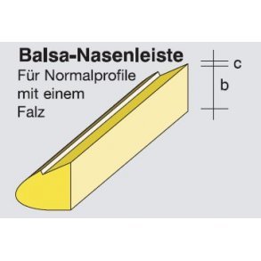 Balsaliste, vingeforkant 8 x 9 x 1000 mm, 1 stk.