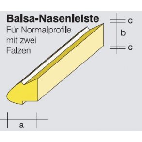 Balsaliste, vingeforkant to-fals 8 x 8 x 1000 mm, 1 stk.