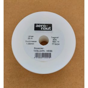 Rigningstråd Ø1,0 mm x 20 meter, hvid, 18 kg trækkraft