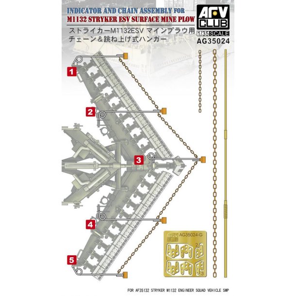 Indicator and Chain Assembly for M1132 Stryker Engineer Squad Vehicle Surface Mine Plow