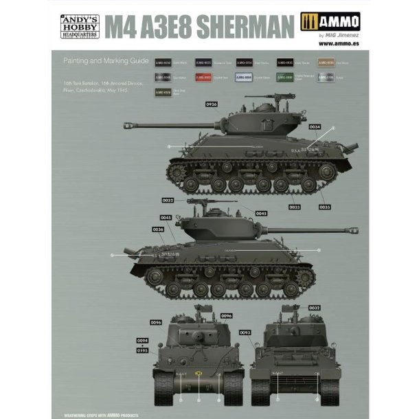 M4A3E8 Sherman &acute;Easy Eight&acute; (inkl. weathering-st), skala 1/16