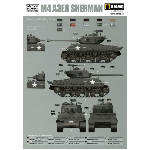 M4A3E8 Sherman &acute;Easy Eight&acute; (inkl. weathering-st), skala 1/16