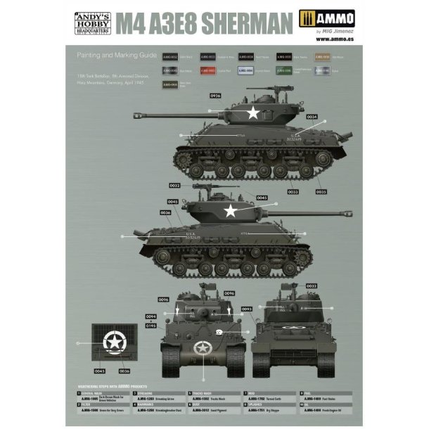 M4A3E8 Sherman &acute;Easy Eight&acute; (inkl. weathering-st), skala 1/16