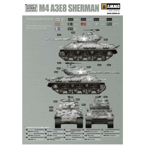 M4A3E8 Sherman &acute;Easy Eight&acute; (inkl. weathering-st), skala 1/16