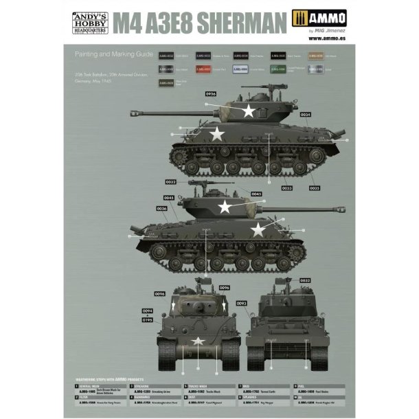 M4A3E8 Sherman &acute;Easy Eight&acute; (inkl. weathering-st), skala 1/16