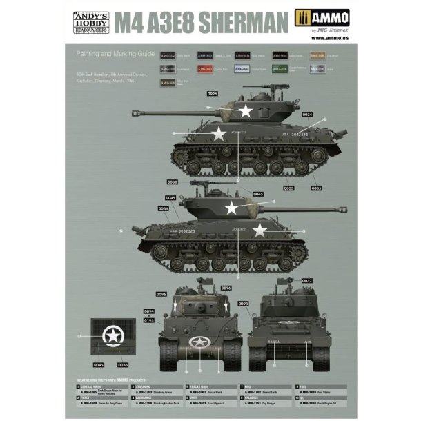 M4A3E8 Sherman &acute;Easy Eight&acute; (inkl. weathering-st), skala 1/16