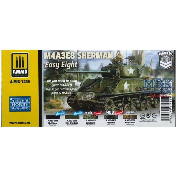 M4A3E8 Sherman &acute;Easy Eight&acute; (inkl. weathering-st), skala 1/16