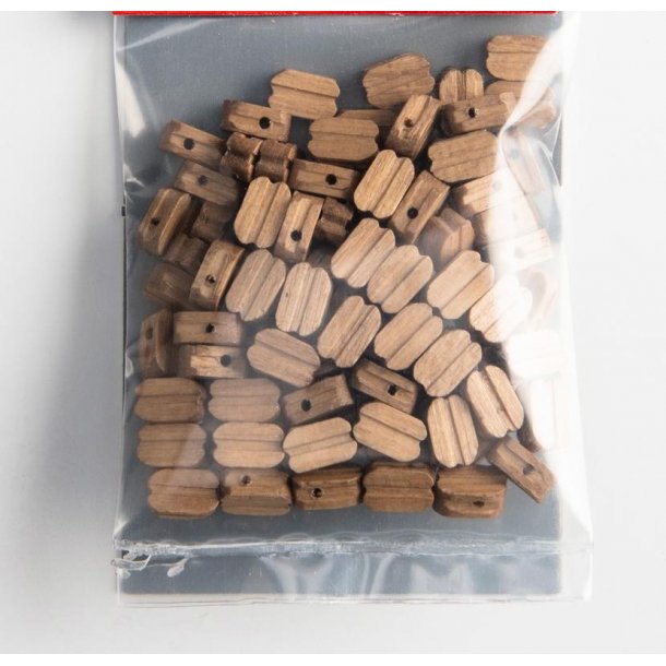 Enkelt blok i valnd, 7 mm, 100 stk.