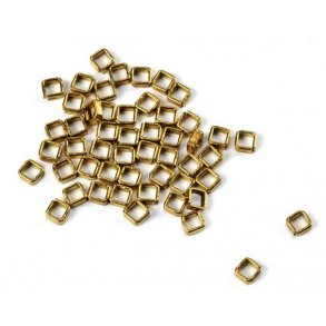 Ringe, firkantede, messing. 2,5 x 2,5 mm, 50 stk.