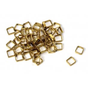 Ringe, firkantede, messing. 4,0 x 4,0 mm, 50 stk.