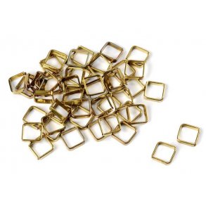 Ringe, firkantede, messing. 5,0 x 5,0 mm, 50 stk.