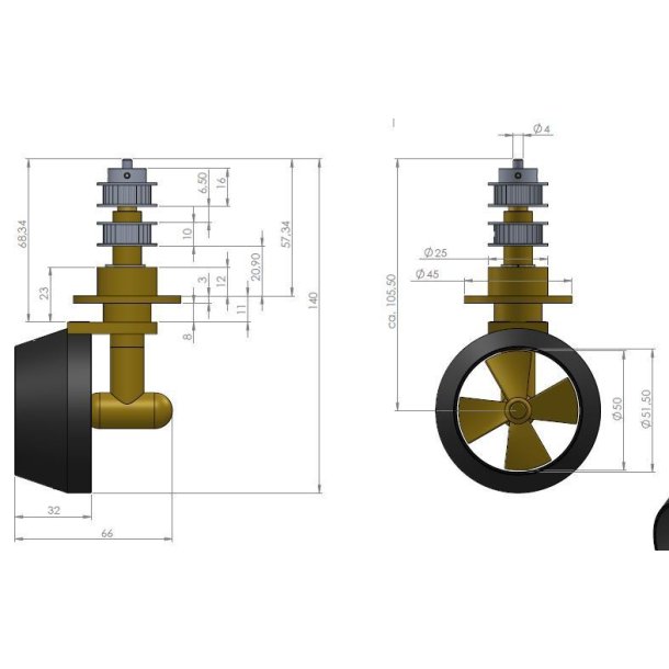 Schottel-drev �50 mm, venstredrejende