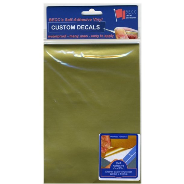 Vinyl Selvklbende 580 x 135 mm, Guld satin metal