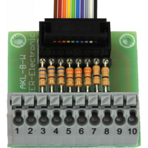 Tilslutningsklemme til 8 udgange og holder til modstande
