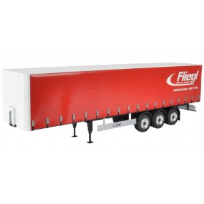 3-akslet Fliegl gardintrailer (rød) til Tamiya lastbiler