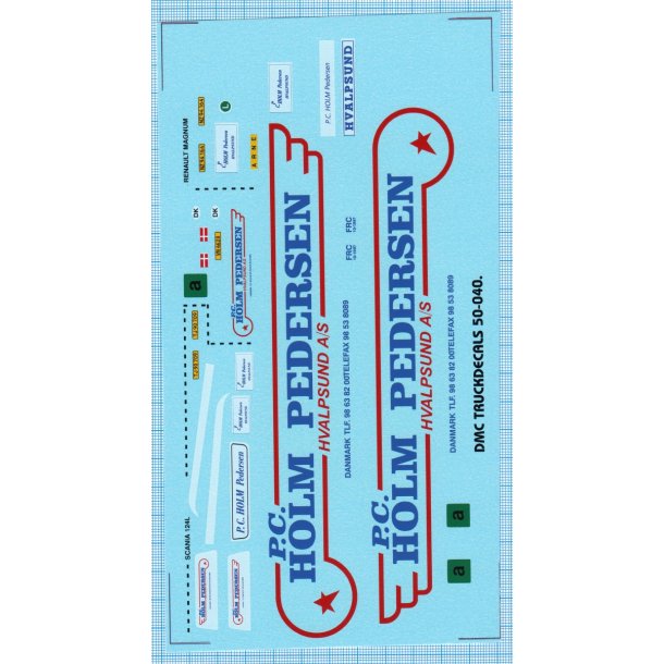 P.C. Holm Pedersen Hvalsund A/S - decals, skala 1/50