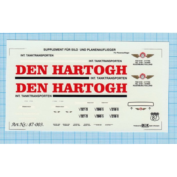 DEN HARTOGH - decals, skala 1/87