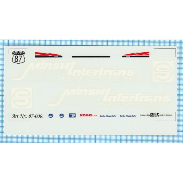 Minsk Intertrans - decals, skala 1/87