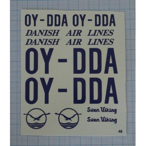 Det Danske Luftfartsselskab - decals skala 1/48