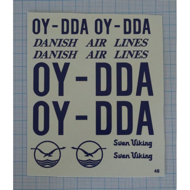 Det Danske Luftfartsselskab - decals skala 1/48