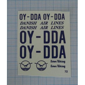 Det Danske Luftfartsselskab - decals skala 1/72