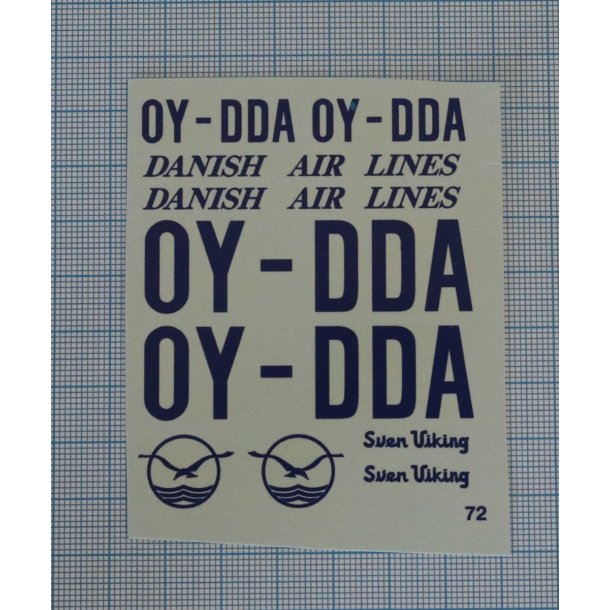 Det Danske Luftfartsselskab - decals skala 1/72