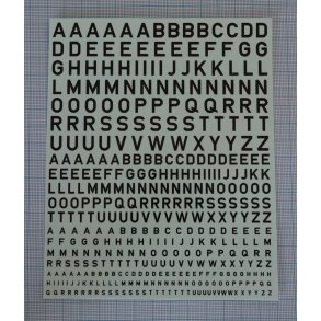 Bogstaver sorte, blandede strrelser - decals