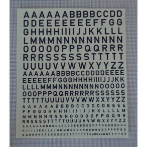 Bogstaver mrkebl, blandede strrelser - decals