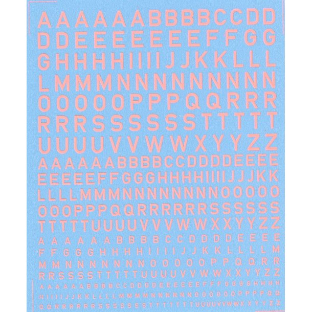 Bogstaver rde fluorescerende, blandede strrelser - decals