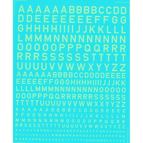 Bogstaver gule fluorescerende, blandede strrelser - decals