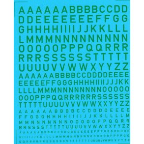 Bogstaver grnne, blandede strrelser - decals