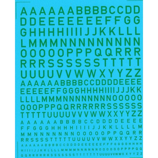 Bogstaver grnne, blandede strrelser - decals