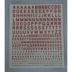 Bogstaver rde, blandede strrelser - decals