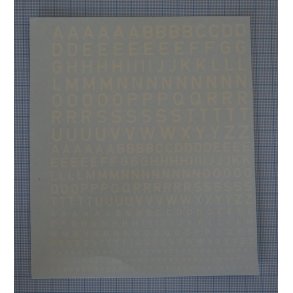 Bogstaver gr-hvide, blandede strrelser - decals