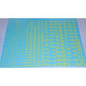 Bogstaver gule, blandede strrelser - decals