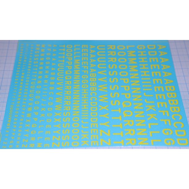 Bogstaver gule, blandede strrelser - decals