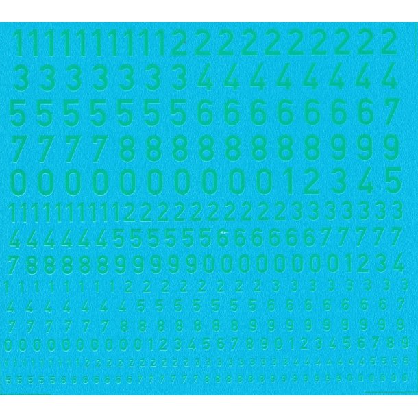 Tal grnne fluorescerende, blandede strrelser - decals