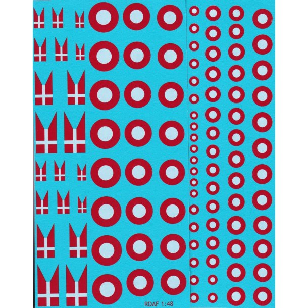 Det danske flyvevben, kokarder og flag - decals skala 1/48