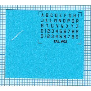 RDAF bogstaver og tal - sorte decals, 2 mm h�je