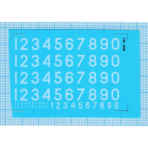 RDAF tal - hvide decals, 7 mm h�je