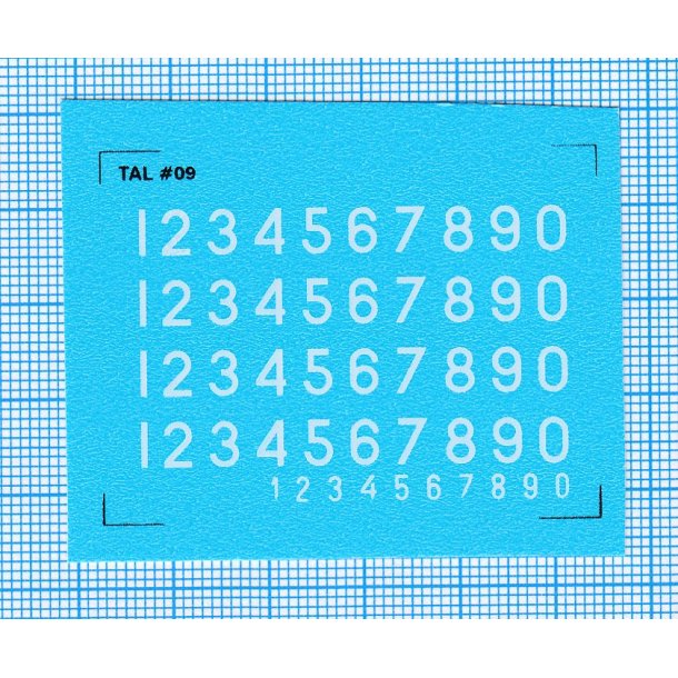 RDAF tal - hvide decals, 5 mm h�je