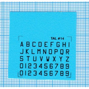 RDAF bogstaver og tal - sorte decals, 3 mm h�je