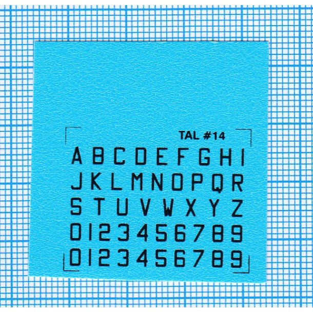 RDAF bogstaver og tal - sorte decals, 3 mm h�je