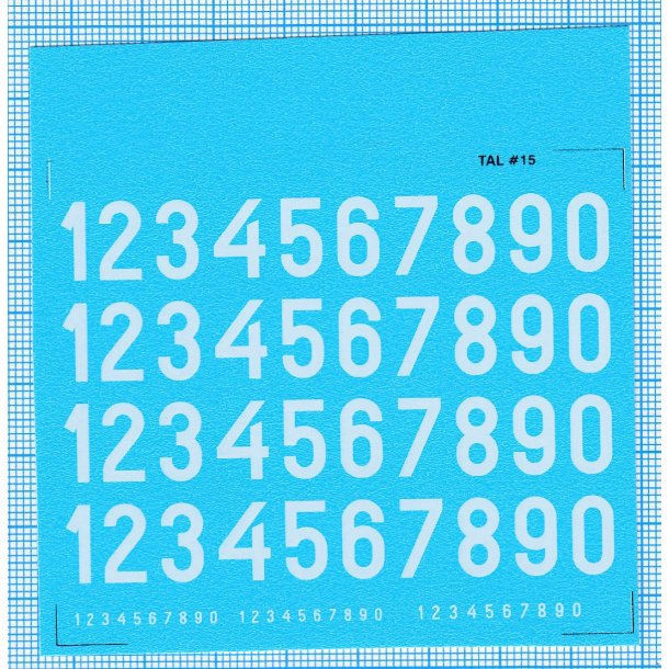 RDAF tal - hvide decals, 11 mm h�je