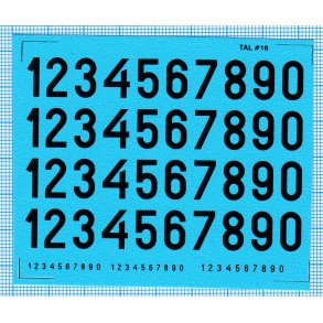 RDAF tal - sorte decals, 11 mm h�je