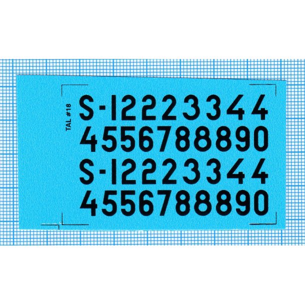 RDAF tal - sorte decals, 7 mm h�je